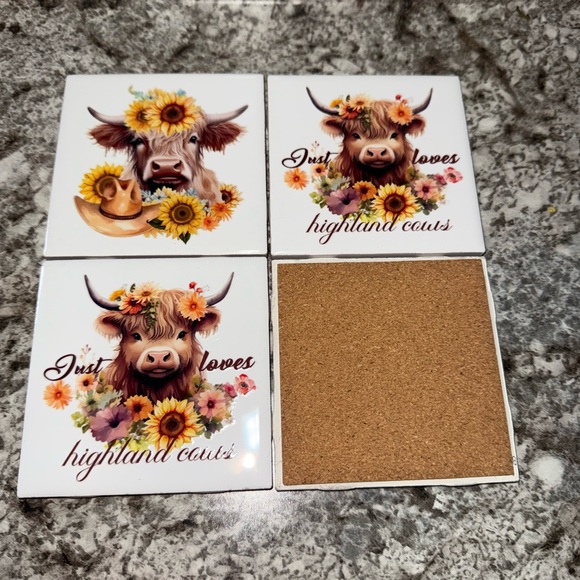 Floral Cow Coasters Set - Picture 2 of 3